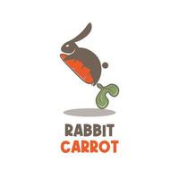 lapin mignon chevauchant un logo d'illustration vectorielle de carotte vecteur