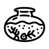 arête de poisson dans le bocal à poissons illustration vectorielle de modèle de contour de doodle dessiné à la main vecteur