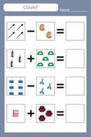 jeu éducatif pour les enfants, les enfants. . jeu d'apprentissage des mathématiques, jeu de comptage. illustration vectorielle pour impression, page vecteur