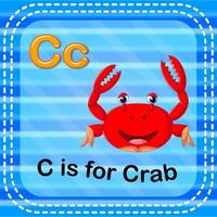 flashcard lettre c est pour le crabe vecteur