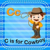 flashcard lettre c est pour cow-boy vecteur