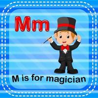 flashcard lettre m est pour magicien vecteur