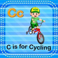 flashcard lettre c est pour le cyclisme vecteur