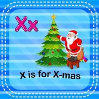 flashcard lettre x est pour x-mas vecteur