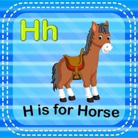 flashcard lettre h est pour le cheval vecteur