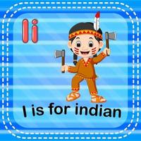 flashcard lettre i est pour l'indien vecteur