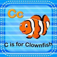 flashcard lettre c est pour poisson clown vecteur