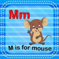 flashcard lettre m est pour la souris vecteur