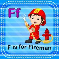 flashcard lettre f est pour pompier vecteur