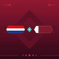 pays-bas, qatar world football 2022 match contre sur fond rouge. illustration vectorielle vecteur