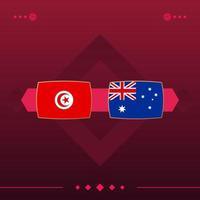 tunisie, australie match du monde de football 2022 contre sur fond rouge. illustration vectorielle vecteur