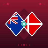 australie, danemark match du monde de football 2022 contre sur fond rouge. illustration vectorielle vecteur