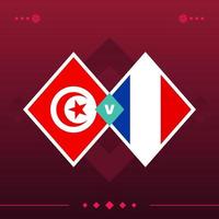 tunisie, france match du monde de football 2022 contre sur fond rouge. illustration vectorielle vecteur