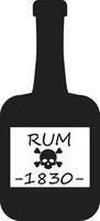 bouteille de rhum pirate sur fond blanc. signe de bouteilles de rhum. style plat. vecteur