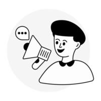 avatar tenant un mégaphone illustrant le concept de promotion vecteur