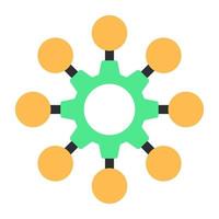 une icône de conception plate du paramètre réseau vecteur