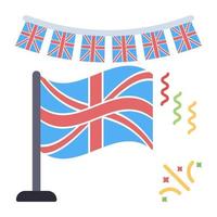 une icône du drapeau britannique avec des guirlandes vecteur