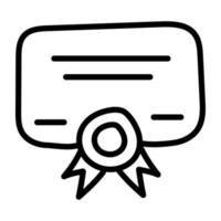 papier avec badge, conception linéaire de l'icône du certificat vecteur