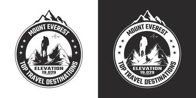 mont everest élévation 19.029 top destinations de voyage t-shirt logo vecteur