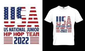 conception de t-shirt de typographie de l'équipe nationale junior de hip hop des états-unis 2022 vecteur
