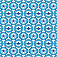 cercles blancs et bleus et fond de motif d'étoiles. motif de tuiles vectorielle continue. vecteur