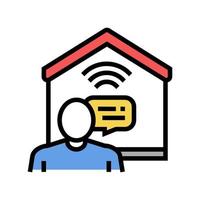 communication avec l'illustration vectorielle de l'icône de couleur de la maison intelligente vecteur