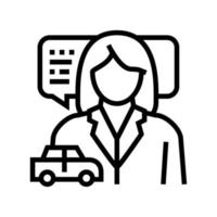 illustration vectorielle de l'icône de la ligne de l'instructeur de l'école de conduite féminine vecteur