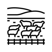 illustration vectorielle de l'icône de la ligne des moutons de pâturage vecteur