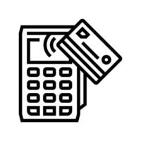 illustration vectorielle de l'icône de la ligne du terminal de paiement sans contact de la carte vecteur