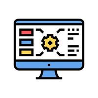 caractéristiques de l'engrenage sur l'illustration vectorielle de l'icône de couleur de l'écran de l'ordinateur vecteur