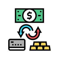 échange d'espèces sur l'or et l'argent électronique couleur icône illustration vectorielle vecteur