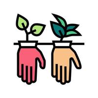 plante poussant à partir de gants couleur icône illustration vectorielle vecteur