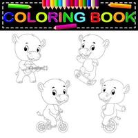 livre de coloriage hippopotame vecteur