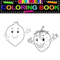 livre de coloriage citron et fraise avec visage vecteur