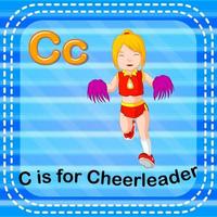 flashcard lettre c est pour pom-pom girl vecteur