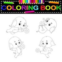 livre de coloriage d'éléphant vecteur