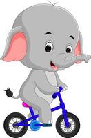 mignon, heureux, éléphant, cyclisme vecteur