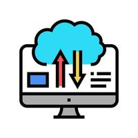 télécharger et télécharger à partir de l'illustration vectorielle de l'icône de couleur de traitement numérique du cloud vecteur