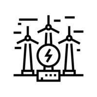 illustration vectorielle de l'icône de la ligne de construction d'électricité éolienne vecteur