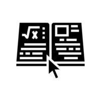 lecture en ligne éducation livre glyphe icône illustration vectorielle vecteur