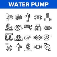 icônes de collection d'équipement de pompe à eau définies vecteur