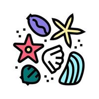 étoile de mer et coquille résine art couleur icône illustration vectorielle vecteur