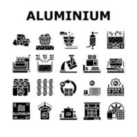 vecteur de jeu d'icônes de collection de production d'aluminium