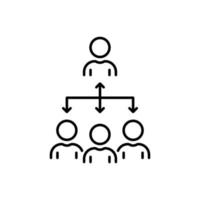 coordonner l'icône de la ligne des personnes de l'équipe. pictogramme linéaire de coordination de groupe d'entreprise. icône de contour d'organisation d'entreprise de travail d'équipe de partenariat. trait modifiable. illustration vectorielle isolée. vecteur