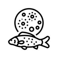 illustration vectorielle de l'icône de la ligne de poisson mycobacterium marinum vecteur