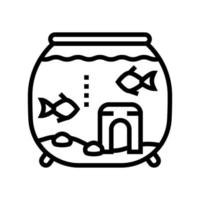 illustration vectorielle d'icône de ligne d'animal de compagnie de poisson vecteur