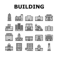 bâtiment architecture collection icônes définies vecteur
