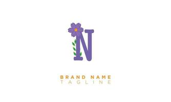 n avec fleur alphabet lettres initiales monogramme logo vecteur