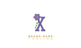 x avec fleur alphabet lettres initiales monogramme logo vecteur