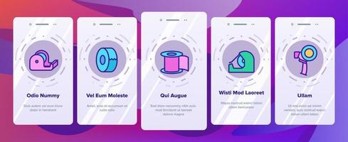 ruban adhésif scotch onboarding icons set vector